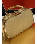 KEIGER LOMANI Gold Hard Shell Evening Handbag Small Purse Clutch Geometr... - $24.95