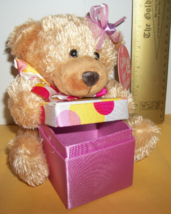 Dan Dee Plush Toy Teddy DanDee Mothers Day Pink Polka Dot Gift Box Bear Friend - £14.87 GBP