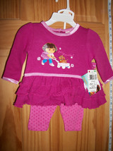 Dora The Explorer Baby Clothes 0M-3M Pant Set Top Pink Dress Outfit Perrito Pup - £11.34 GBP