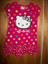 Hello Kitty Baby Clothes 3T Sanrio Toddler Dress Pink Polka Dot Cat Face Outfit - £9.86 GBP