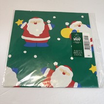 Vintage Hallmark Christmas Wrapping Paper 2 Sheets Kids Green Santa - £7.90 GBP