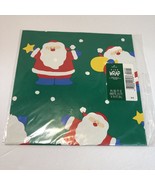 Vintage Hallmark Christmas Wrapping Paper 2 Sheets Kids Green Santa - £7.77 GBP