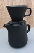 Black Porcelain Coffee Maker Carafe Pot With Pour Over Dripper Filter Cup Set - £22.10 GBP