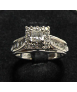 Keepsake 14k White Gold Princess Diamond Sq Halo Sz 7 Engagement Ring .9... - $10,095.40 MXN