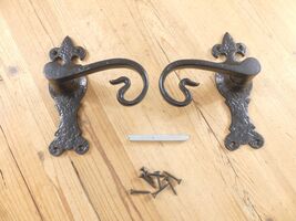 SET OF 2 HANDLES CAST IRON VICTORIAN BACKPLATES ORNATE DUMMY PAIR - $30.81 CAD