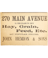 1895 John Hemion &amp; Sons Victorian Advertisement Hay Grain Feed Passaic N... - €17,12 EUR