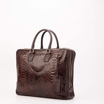 The Cortona Brown Python Leather Men’s Laptop Briefcase image 5
