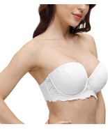 Women Strapless Push Up Lace Bra Padded Clear Strap Back Convertible  Wh... - €15,76 EUR
