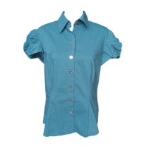 Worthington Womens Casual Stretch Top Size L Green Teal Cap Sleeve - £9.38 GBP