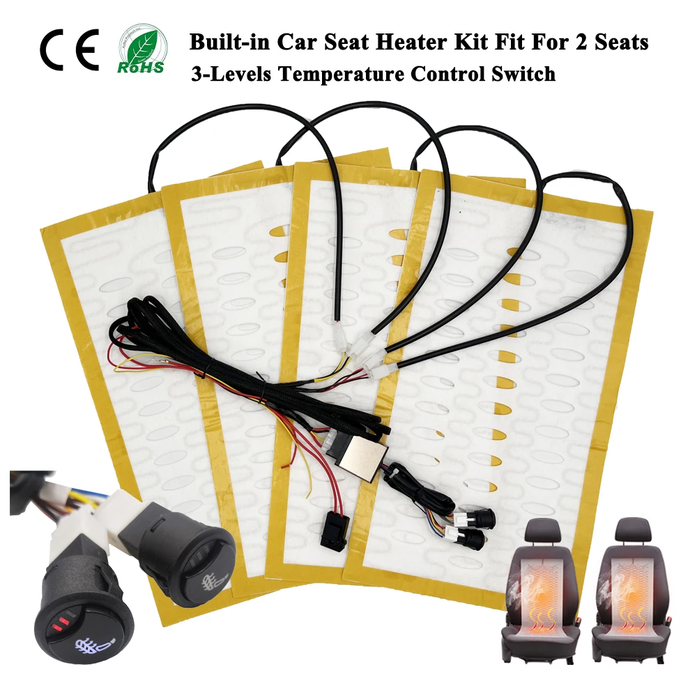 Universal built in car seat heater kit 12v alloy wire fast heating pads with 3 level thumb200