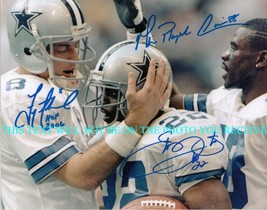 Troy Aikman Emmitt Smith Michael Irving Autographed Auto Rp Photo Dallas Cowboys - £15.13 GBP