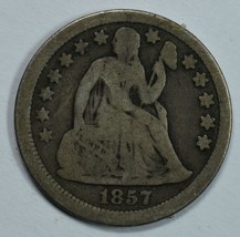 1857 Seated Liberty circulated silver dime VG details - $22.00