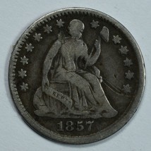 1857 Seated Liberty circulated silver half dime VG details - $24.00