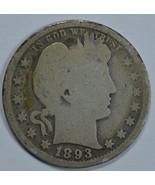 1893 P Barber circulated silver quarter - £7.96 GBP