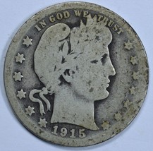 1915 D Barber circulated silver quarter - $10.00