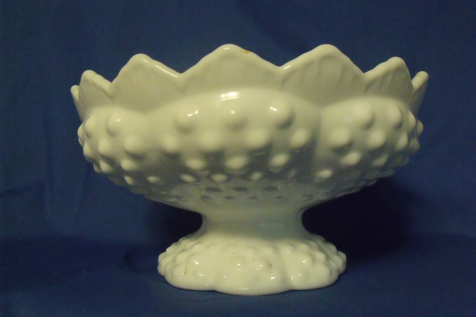 White Milk Glass Hobnail Decorative Centerpiece Candle Holder Bowl - $24.95