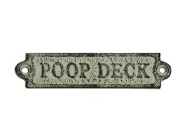 [Pack Of 2] Whitewashed Cast Iron Poop Deck Sign 6&quot; - £24.54 GBP