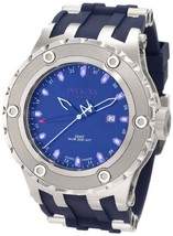   Invicta Men&#39;s 1397 RESERVE GMT Blue Dial Blue Polyurethane Watch - £259.74 GBP
