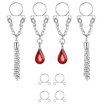 Sexy 2 Pairs Non-Piercing Nipple rings for Women adjustable dangling Jewelry - £18.52 GBP