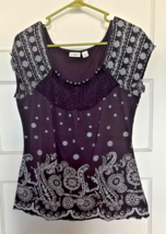 Cato Black and White Women&#39;s Top Size M - $18.10