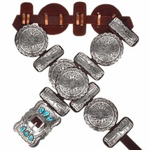 SLEEPING BEAUTY TURQUOISE CONCHO BELT Hammered Silver, Navajo Jimmy Emerson - £773.65 GBP