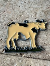 Vintage Stained Glass Style Plastic Cow Bull sun catcher Kitchen White Brown - £7.44 GBP
