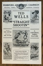 *William Wyler&#39;s STRAIGHT SHOOTIN&#39; &#39;27 Silent Film Western Ted Wells&#39; First Film - £75.14 GBP