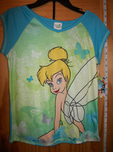 Disney Fairies Girl Clothes 10/12 Large Tinkerbell Sleepwear Blue Tink Short Set - £12.65 GBP