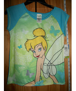 Disney Fairies Girl Clothes 7/8 Medium Tinkerbell Sleepwear Blue Tink Sh... - $22.07 CAD