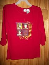 Disney Jonas Brothers Girl Clothes Large Shirt Top Red Puckered Sleeves Blouse - £7.58 GBP