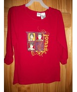 Disney Jonas Brothers Girl Clothes Large Shirt Top Red Puckered Sleeves ... - $9.49