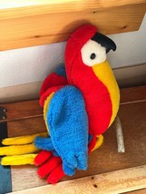 Giant Star Corp. Red Yellow &amp; Blue Plush Macaw Parrot Perched on Branch Stuffed - £14.29 GBP