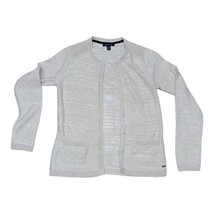Tommy Hilfiger Beige Sweater Cardigan Size S / P Petite Cotton Gold Accent - $18.69