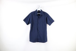 Vintage 70s Streetwear Mens Small Faded Mechanic Work Button Shirt Blue USA - £47.03 GBP