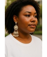 Chandelier Faux Pearl and Crystal Dangle Earrings for Women - $299.76 MXN
