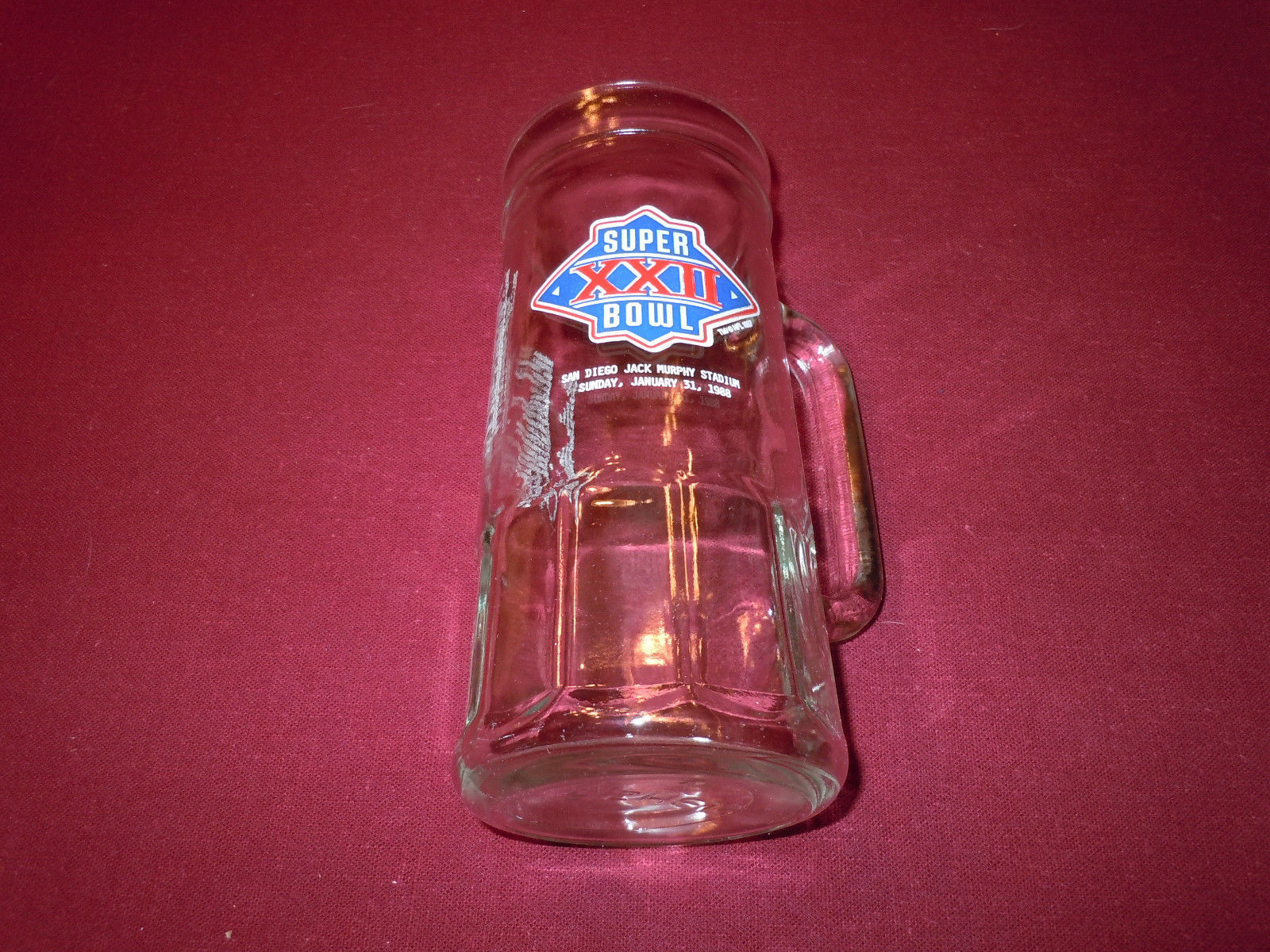 VINTAGE SUPER BOWL XXII SAN DIEGO JACK MURPHY STADIUM  JAN 31 1988 BEER MUG - $4.99
