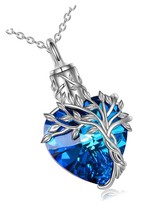 Heart Tree of Life Urn Necklace for Ashes Sterling - £178.02 GBP
