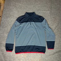 G Fore Mens Pullover Extra Large Navy Striped Quarter Zip Golf Performan... - $39.98