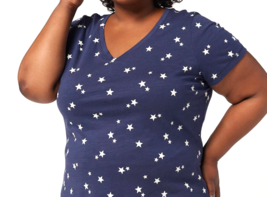 Belle Beach Kim Gravel Summer Conversational V-Neck T-Shirt- Twilight Stars, S - £14.65 GBP