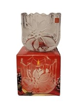 Holiday Poinsettia Clear Glass Votive Candleholder Home Beautiful Christ... - $12.86