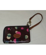 Fossil Wristlet zip around wallet card id coin Wine with Dots Pre-owned *^ - $18.01