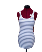 Merona Tank Top Blue White Women Striped Knit Size Medium - £10.88 GBP