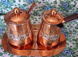 Taxco Mexico Coffee Set Tea Victoria Copper Spoon Silver Overlay Home Treasure - £1,037.85 GBP