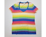 Tommy Hilfiger Sweater V-Neck Womens Size L Multi Color 100% Cotton TF9 - £6.61 GBP