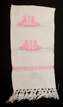 Vintage Pink Embroidered Mexican Bird Wall Hanging Table Mat 20 x 10&quot; - £5.06 GBP
