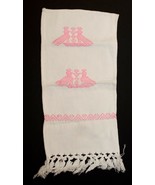 Vintage Pink Embroidered Mexican Bird Wall Hanging Table Mat 20 x 10&quot; - $6.44