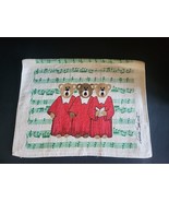 Vintage Christmas Tea Towel With Bear Choir And Music Notes - £5.48 GBP