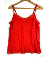 Elle Must Have Cami Tank Top Size Medium Red Lace Trim Boho Y2K Fairy Ba... - $39.73