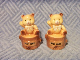 New York Souvenir Teddybear Salt &amp; Pepper Shakers Vintage Unused - £11.83 GBP