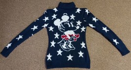 Navy Blue Minnie Mouse Turtleneck Jumper Sweater Stars - £23.18 GBP